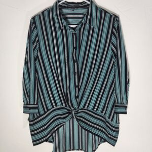 Unique Spectrum Woman’s size XL striped tunic top green black